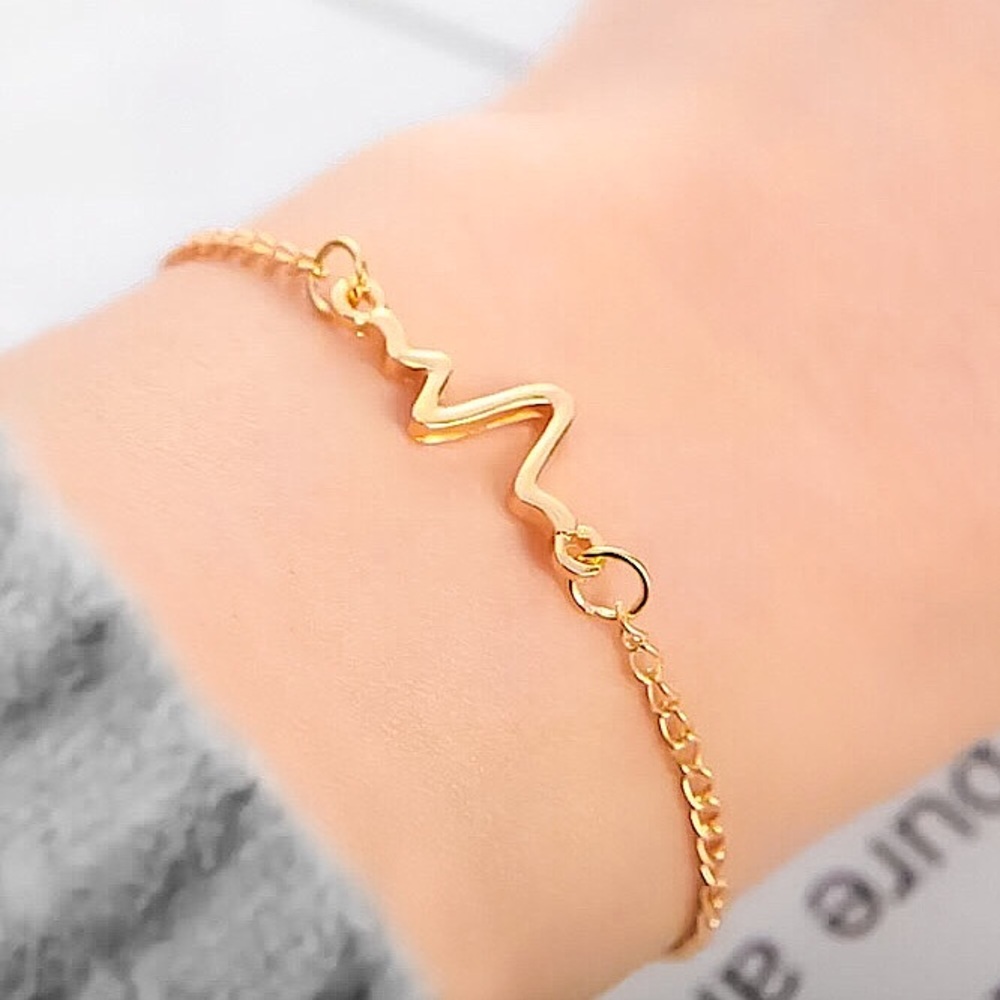 ⚜️[𝟯/$𝟭𝟴]⚜️ECG Gold Simple Metal Bracelet NEW - Picture 2 of 9